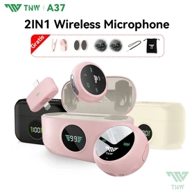 TNW A37 Mikrofon Nirkabel Lavalier Dengan Kotak Pengisi Daya Wireless Microphone Mikrofon Lapel