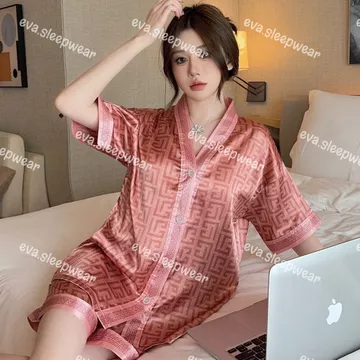 Pendek Setelan Baju Tidur Piyama Wanita Dewasa Satin Premium Lengan Pendek Celana Pendek 003