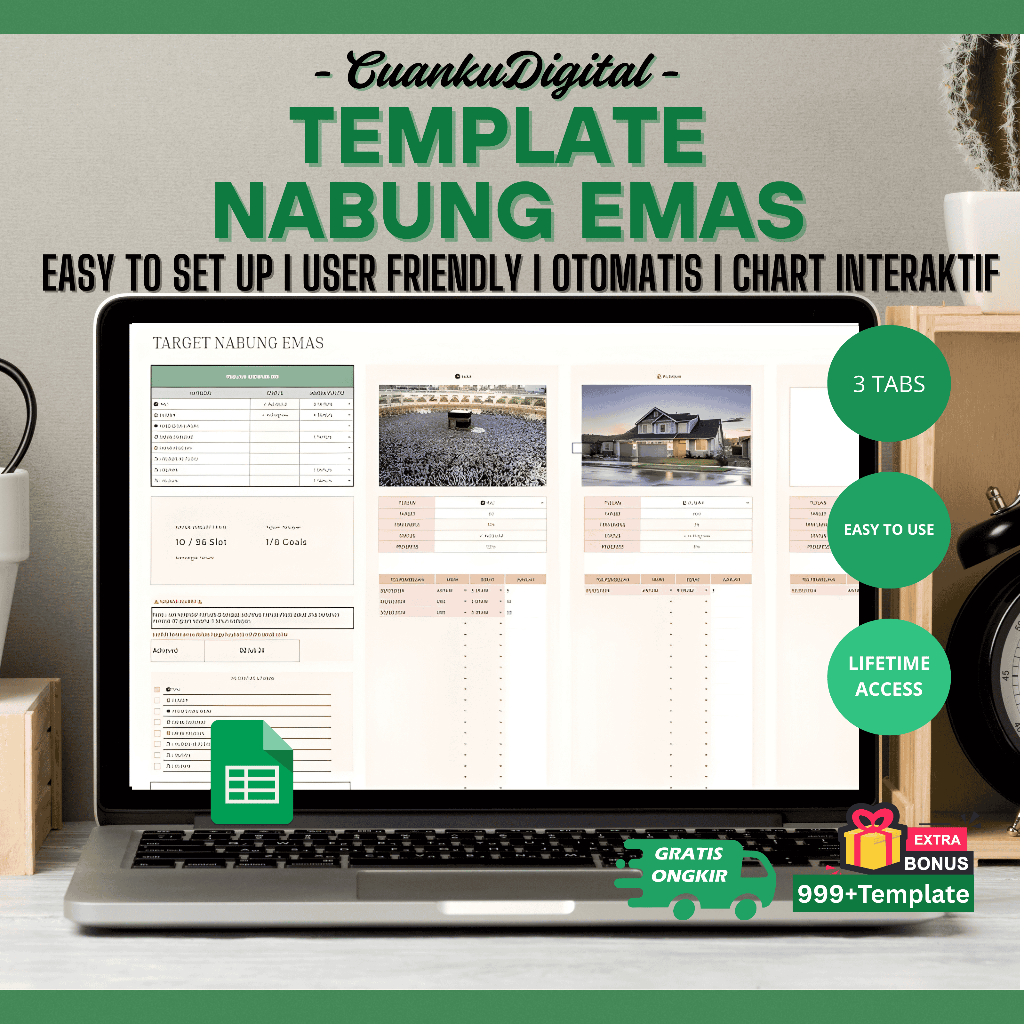 Jual Template Nabung Emas Google Sheets Otomatis untuk Target dan ...
