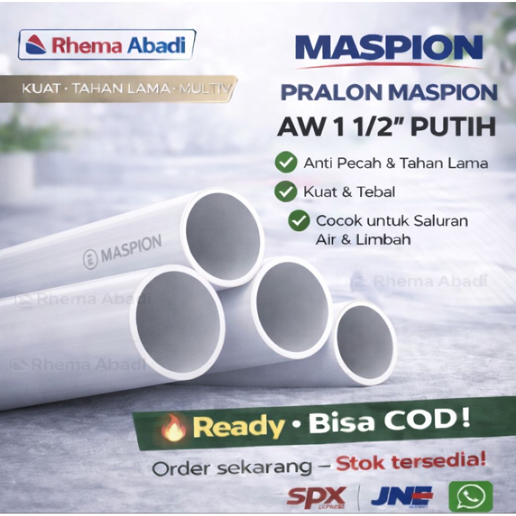Jual PIPA AIR PRALON PVC MASPION AW 1 1/2