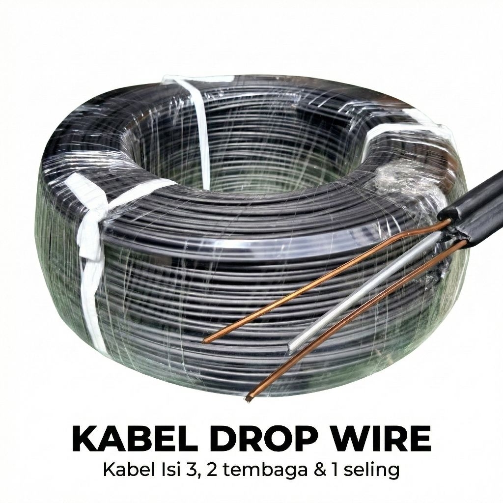 Jual Kabel Drop Wire Outdoor 2x1x0.6mm (2 Tembaga + 1 Seling) - Kabel ...