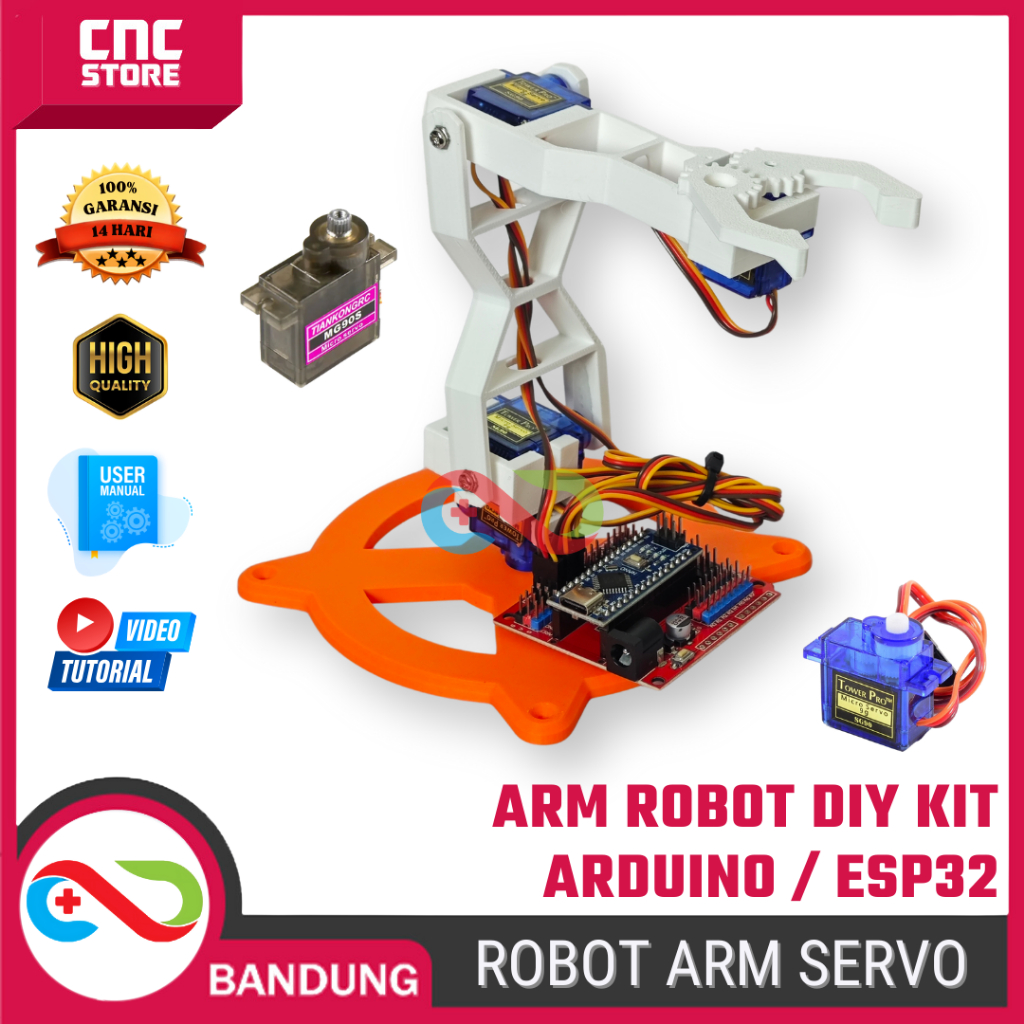Jual ARM Robot DIY Kit Robot Lengan Arduino / ESP32 – 4 Servo SG90 ...