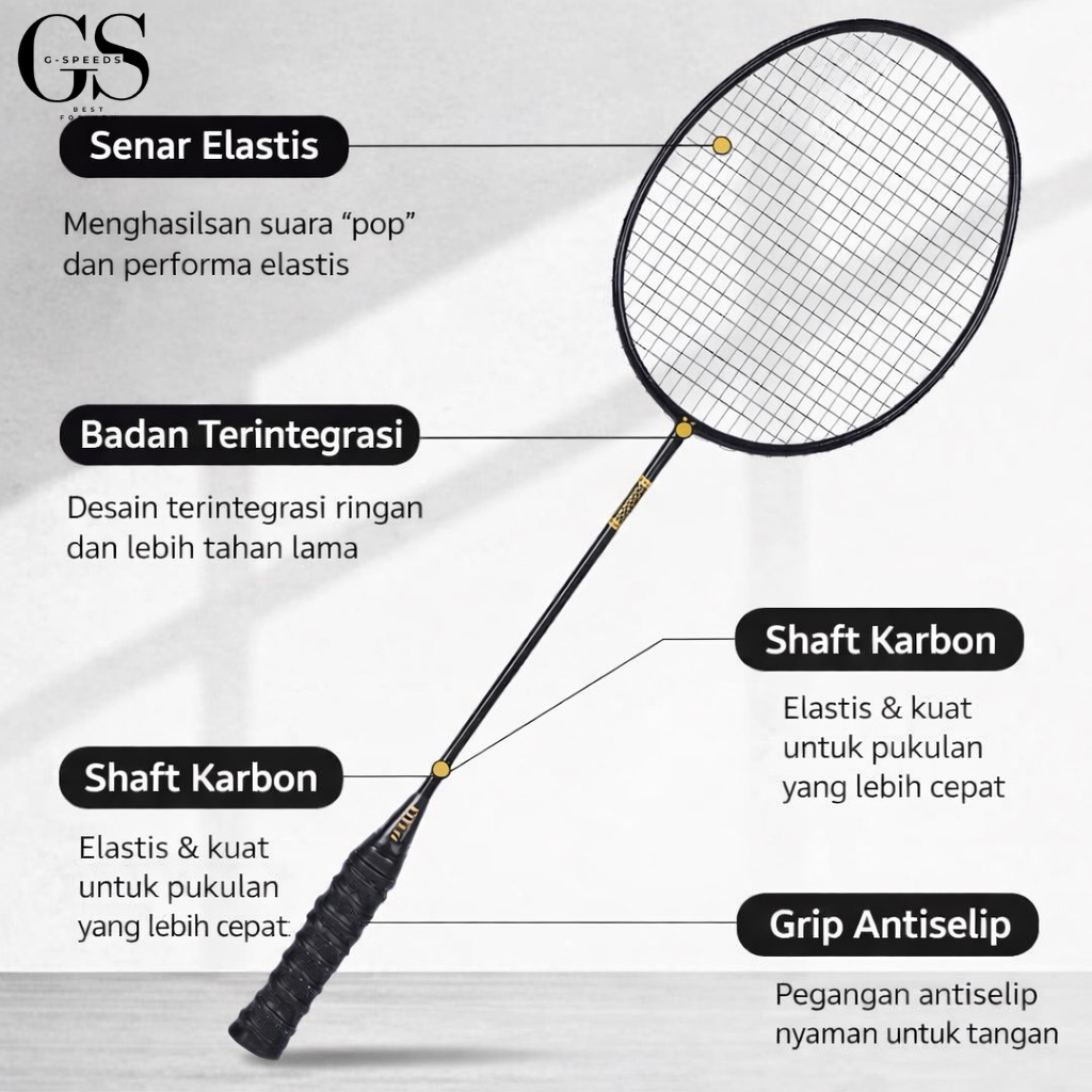 Jual G-SPEEDS Raket Carbon Pro Aluminium Raket Badminton Premium Carbon ...