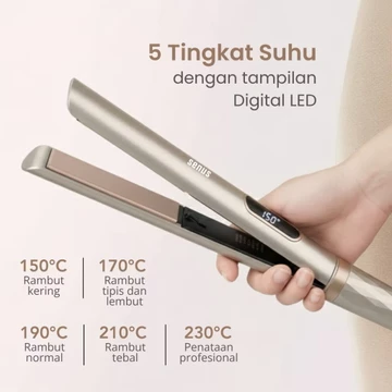 GOLD Senus Hair Straightener Catokan Pelurus Rambut Ceramic Plate Dengan Minyak Argan