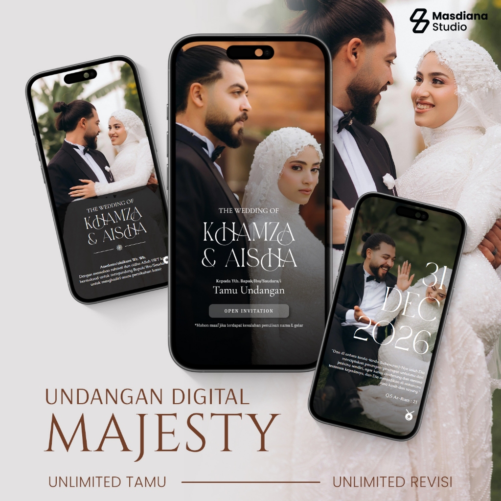 Undangan Digital Pernikahan dan Undangan Website Tema Majesty, Pengerjaan Hanya 1 Hari, Free Revisi