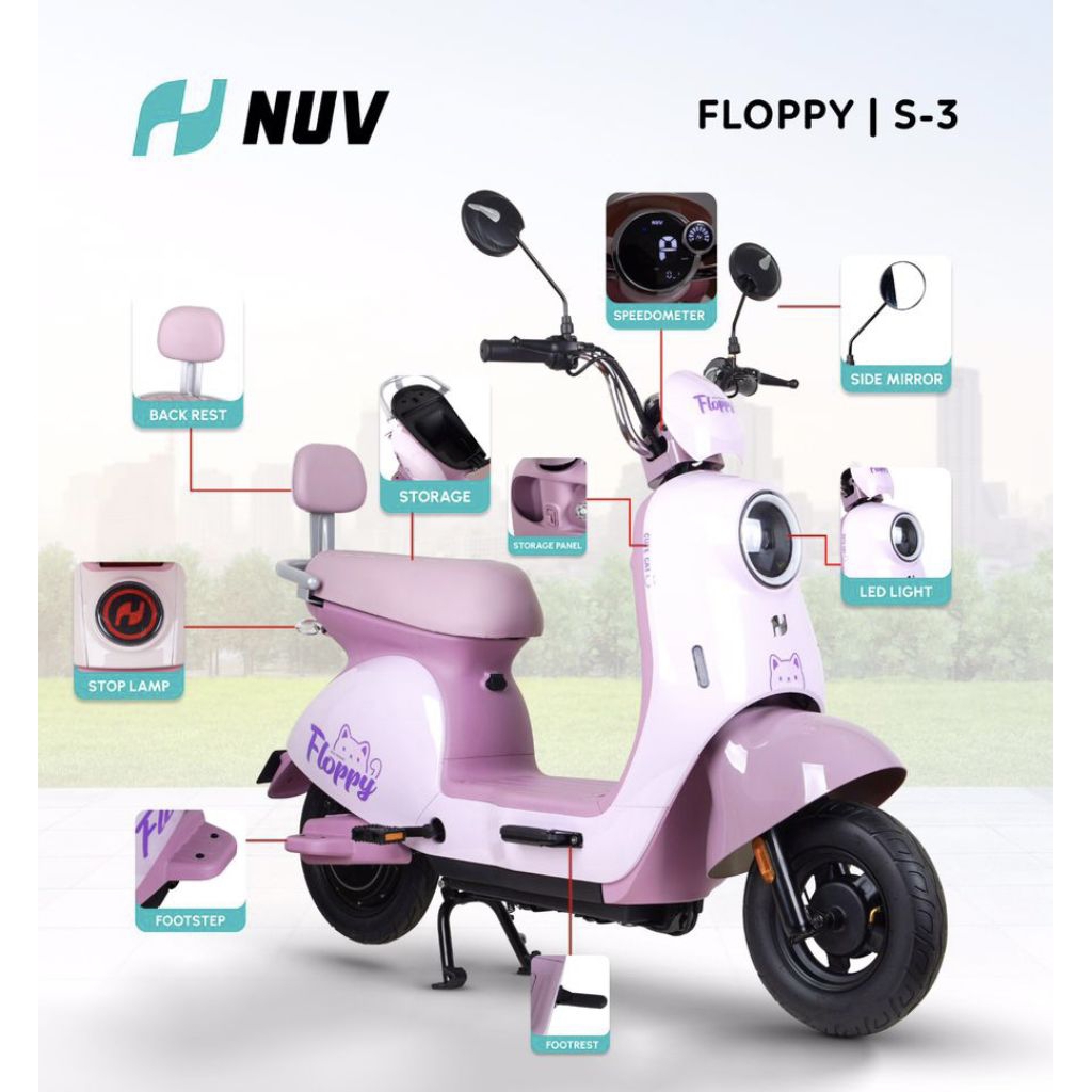 SEPEDA LISTRIK PMB NUV FLOPPY S3 / NUV NYRA S2 / NUV CHLOE S8 / NUV SPIVA F1 / NUV VERITON S7 TERBARU