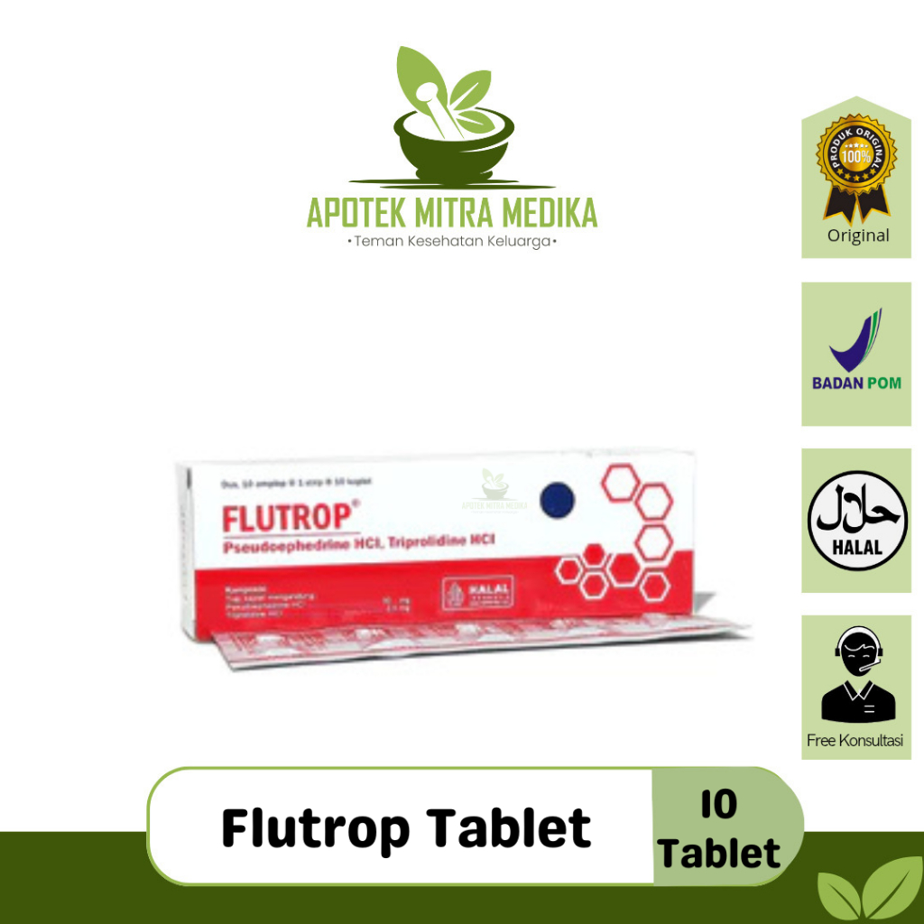 Jual Flutrop Tablet Obat Flu Pseudoephedrine Triprolidine 10 Tablet ...