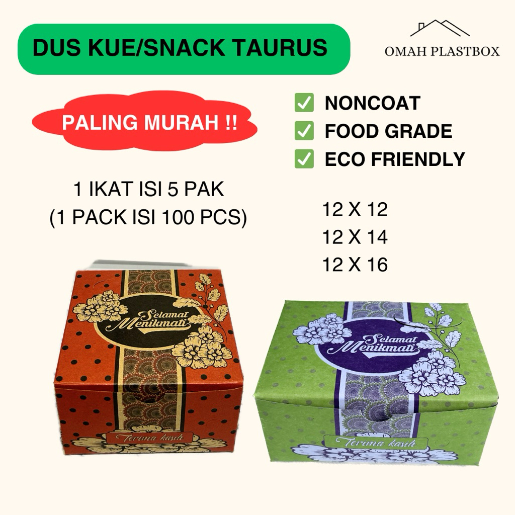 Jual Dus Kue Snack Taurus 100 Pcs - Box Makanan kue | Shopee Indonesia