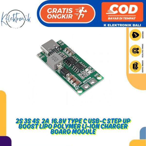 Jual Baterai Charger Step Up Modul USB Type-C Charging 2S 3S 4S 18650 ...