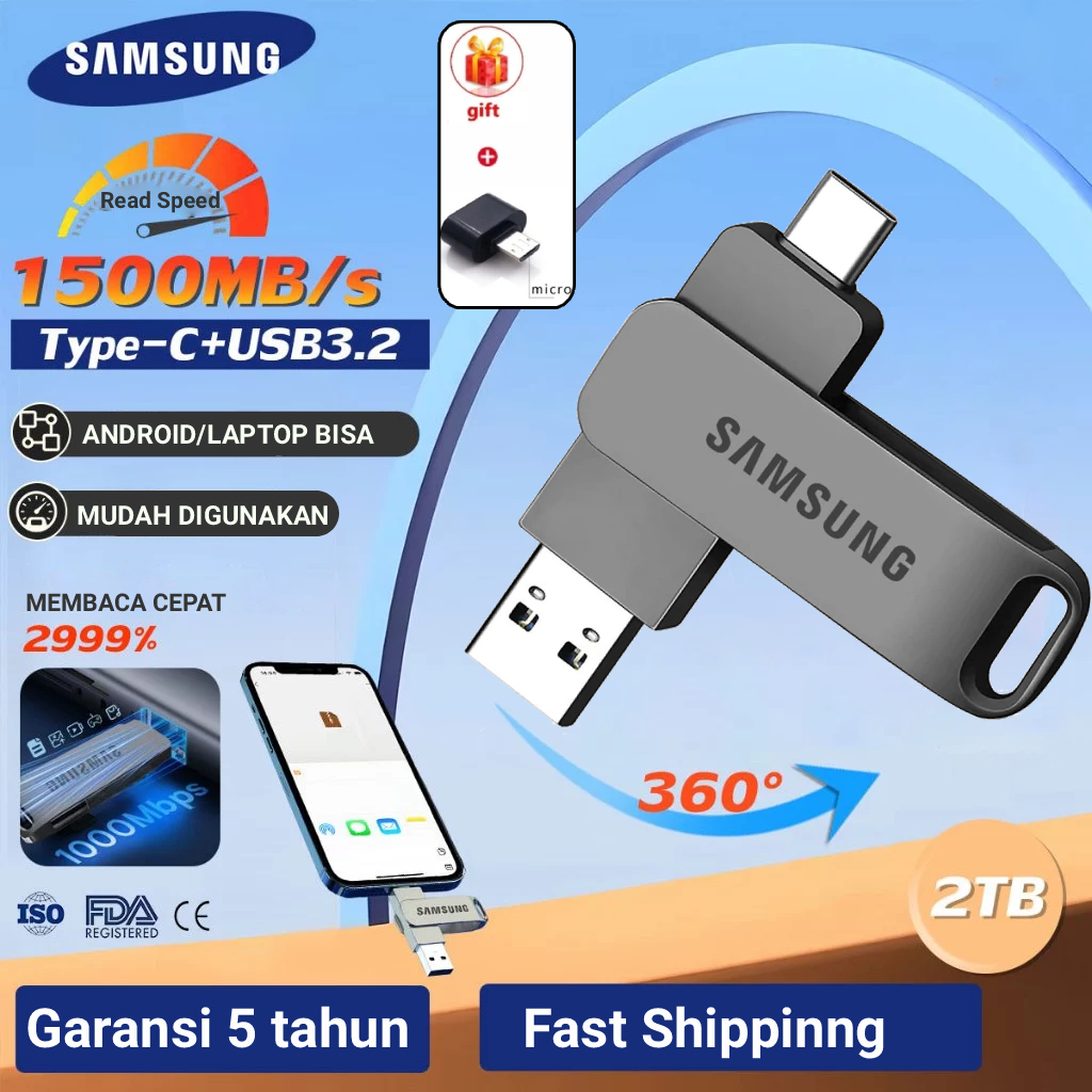 Jual Samsung 1TB 2TB 3In1 Flash Drive High speed Metal USB Flash Drive ...