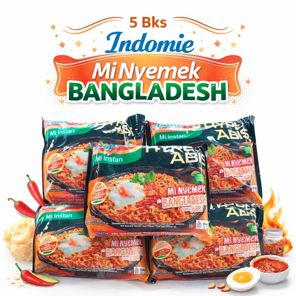 Jual Indomie Instant Goreng Nyemek Rasa Kari Bangladesh 5 Bungkus ...