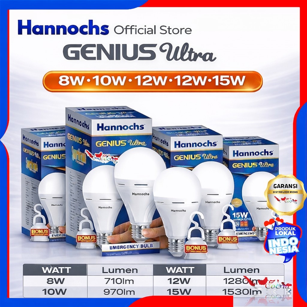 Jual HANNOCHS Lampu LED GENIUS Emergency Magic 6W 8W 10W 12W 15W LED ...