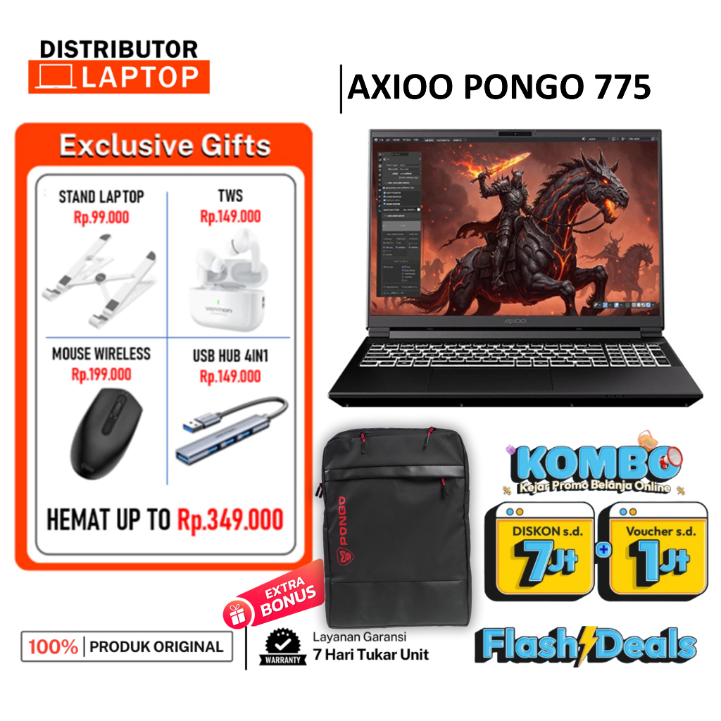 AXIOO PONGO 775 765 760 725 V2 I7 13620H RTX5070 RTX5060 RTX4060 RTX4050 RTX3050 RTX2050 16GB 512GB SSD WIN 11 15.6 - LAPTOP GAMING CODING RENDERING PROGRAMER EDITING GAME