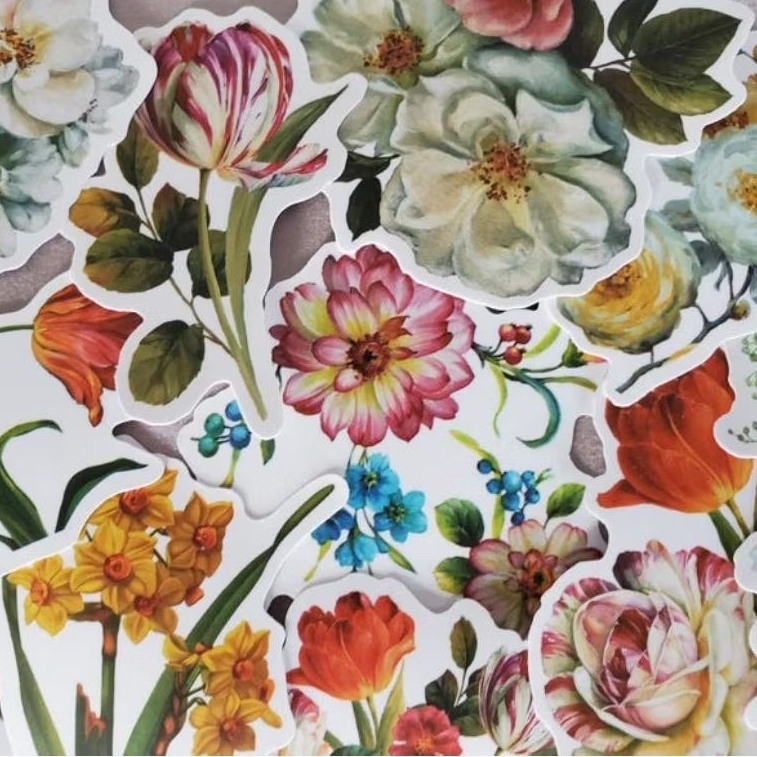 Jual Stiker Bunga Vintage Retro Flower Sticker 30 pcs Flower Kawaii ...