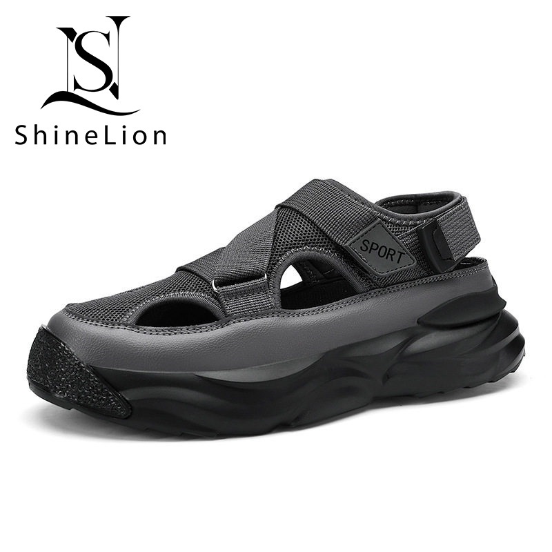 ShineLion Sandal Pria Terbaru 2026 Sandal Pantai Outdoor Anti Slip Desain Lubang Lubang Breathable Nyaman Untuk Musim Panas Sepatu Pria Keren Size 39-44 Ukuran Besar KP-KS082 Ramadan Lebaran Hadiah  Ramadhan