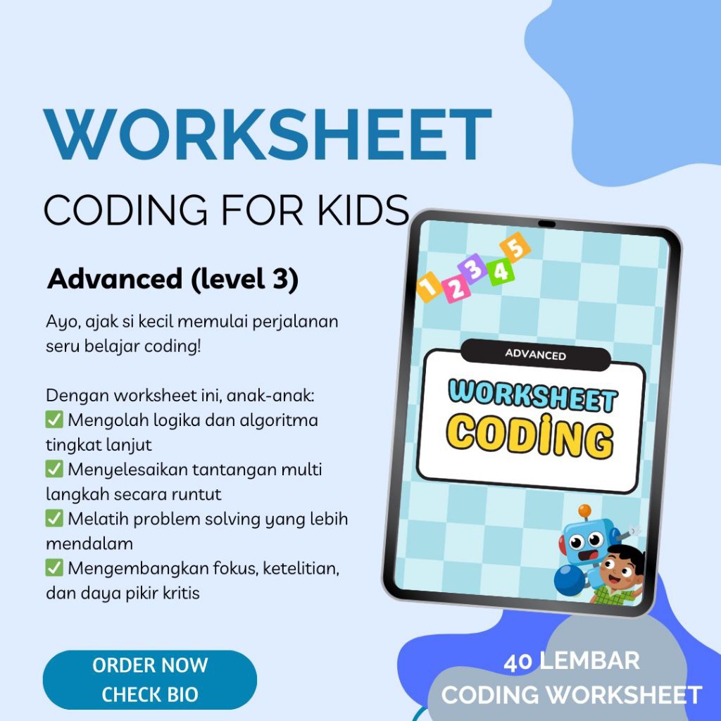 Jual PDF Coding Advanced Mahir for Kids | Worksheet Coding Anak PAUD TK ...