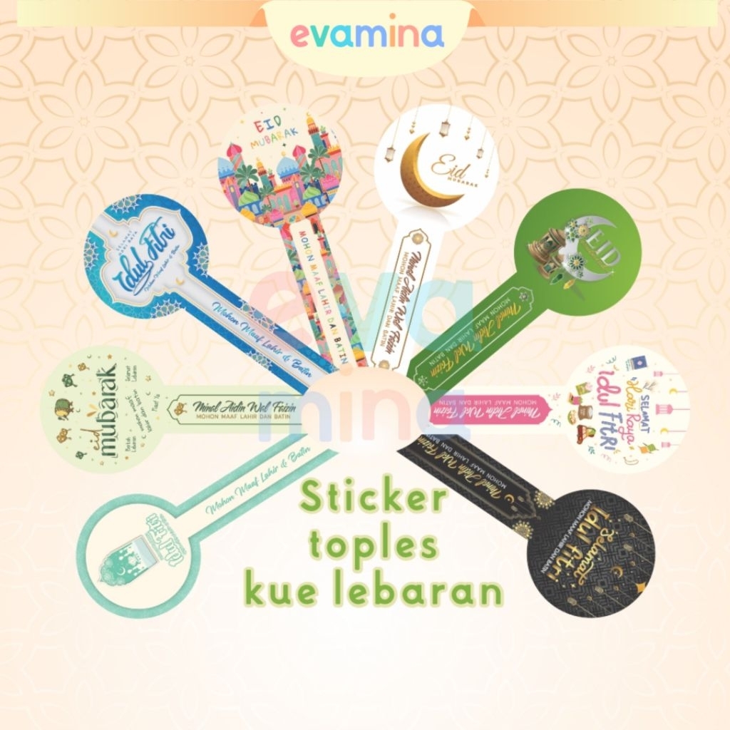 Jual sticker toples kue lebaran idul Fitri segel sticker hampers isi 20 ...