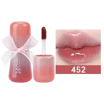 DAIMANPU Lip Gloss Iced Tea Lip Glaze Glass Jelly Tint Lipstik Glossy Water Mirror Lip Glaze