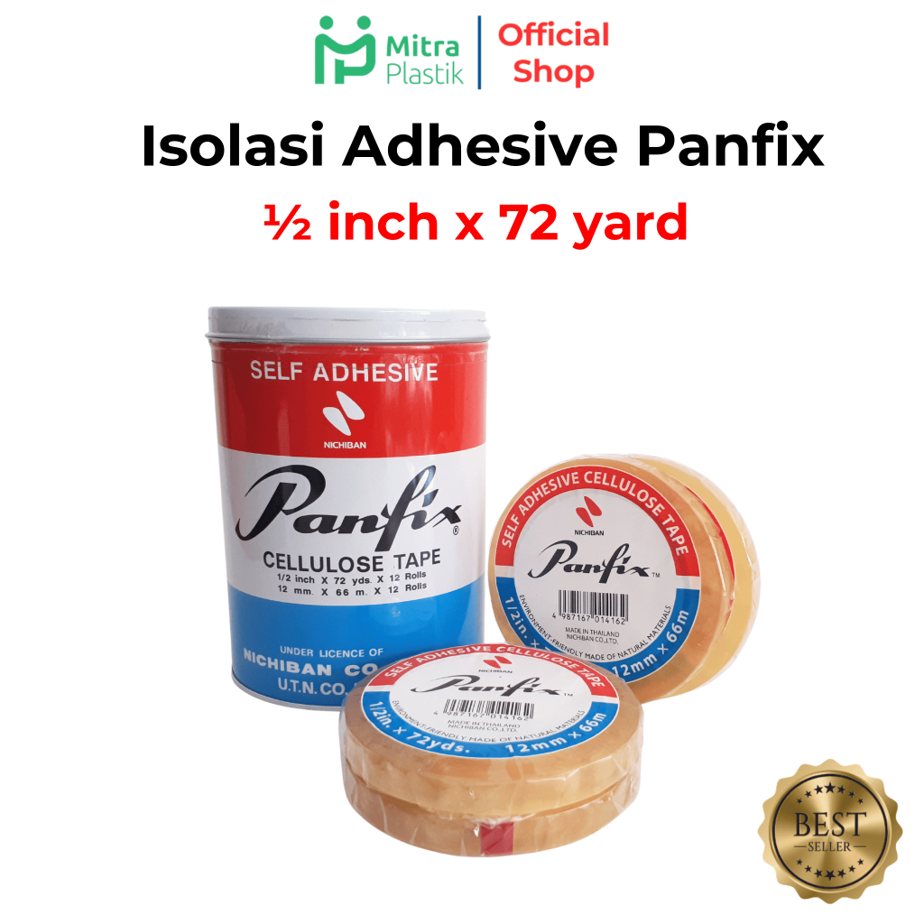 Jual Isolasi Panfix 1/2 inch x 72 yards Solatip Self Adhesive Cellulose ...