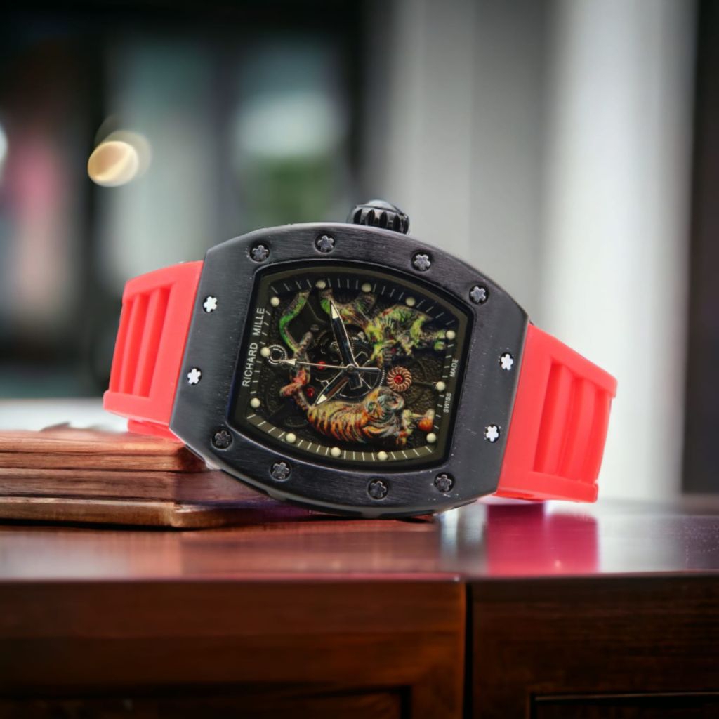 Jual Jam Tangan Pria Sporty Skeleton Hijau – Desain Mewah Gaya Richard ...