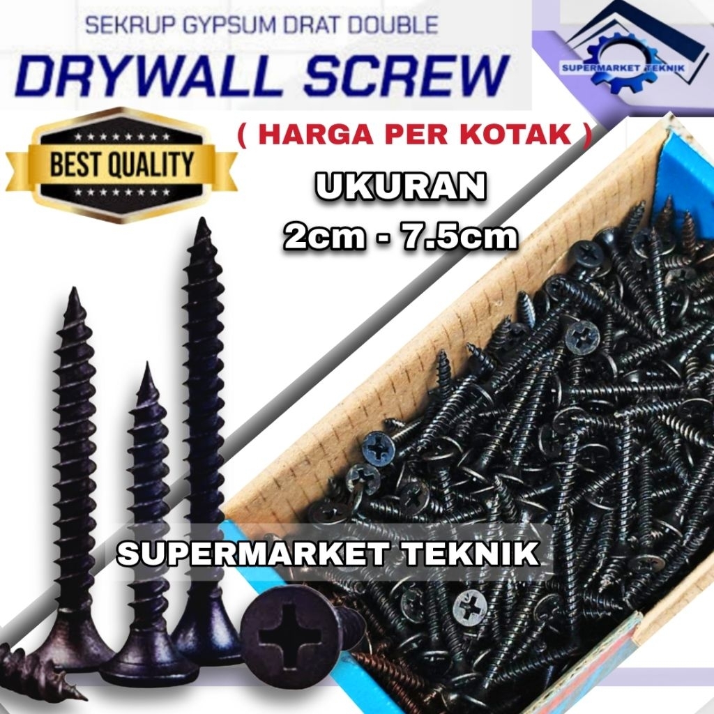 Jual [ 1Kotak ] Sekrup Gypsum Baja - Baut Skrup Kayu Drywall Screw ...