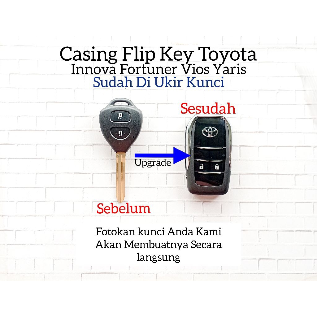 Jual Casing Flip Key Innova Fortuner Vios 2 tombol kunci lipat | Shopee ...
