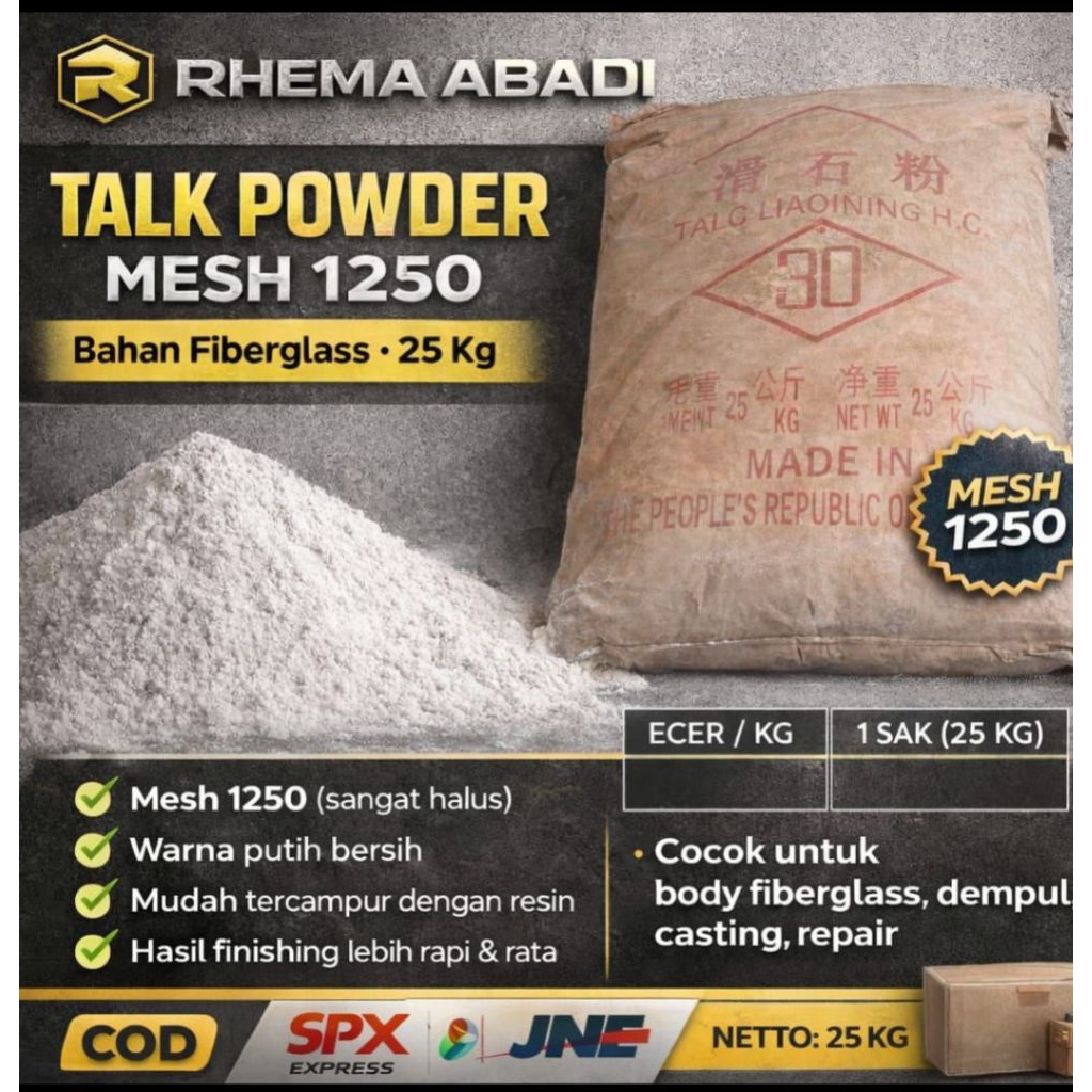 Jual TALK PODER Talk Resin Talc liaoning powder Harga 1 Zak 25 kg dan ...