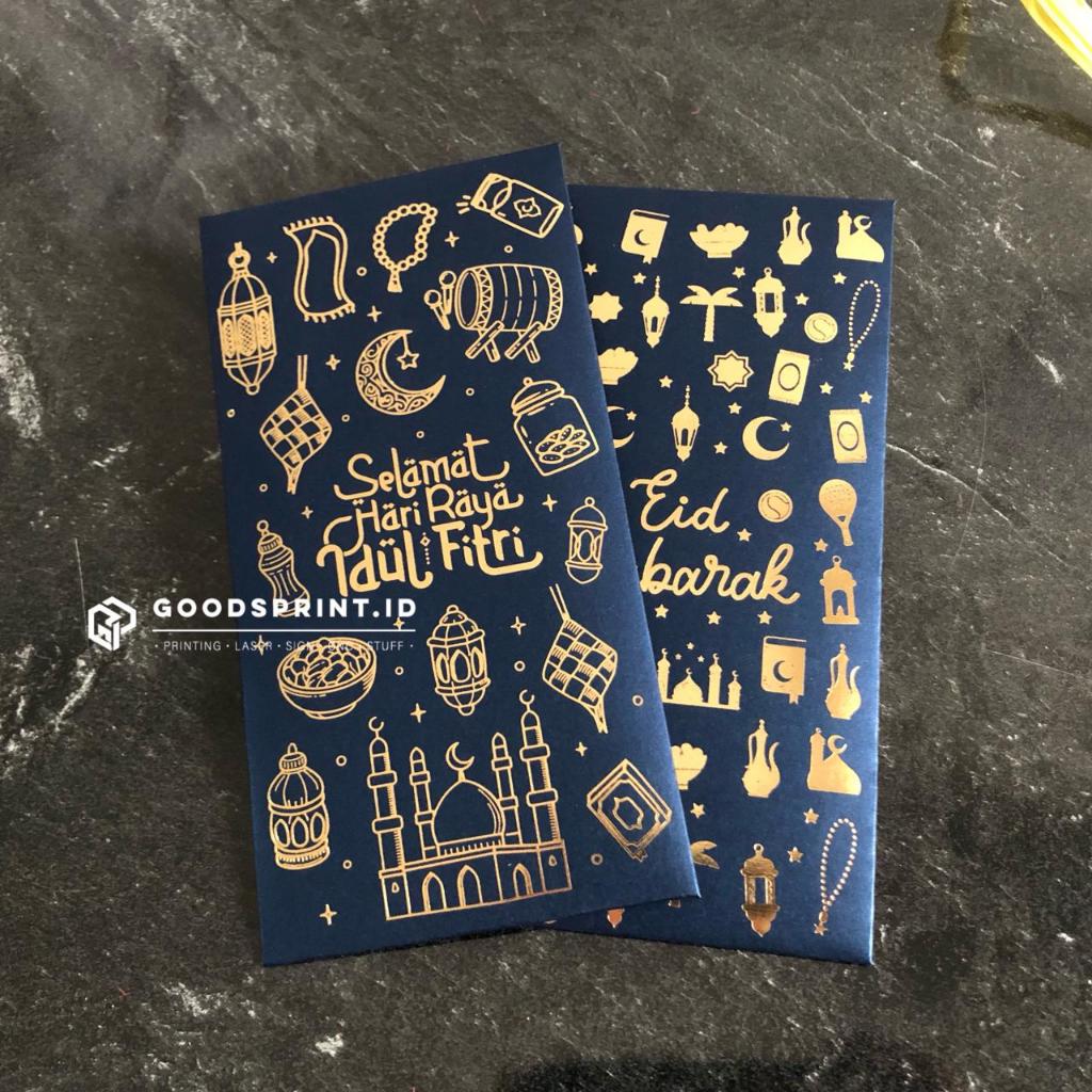 amplop lebaran idul fitri navy foil gold angpao lebaran eid mubarak