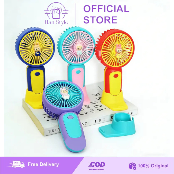 [HS] Kipas USB Mini Portabel Lucu Cepat Isi Daya untuk Meja Kantor Travel dan Rumah Kipas Angin Genggam Mini Praktis dengan Desain Unik