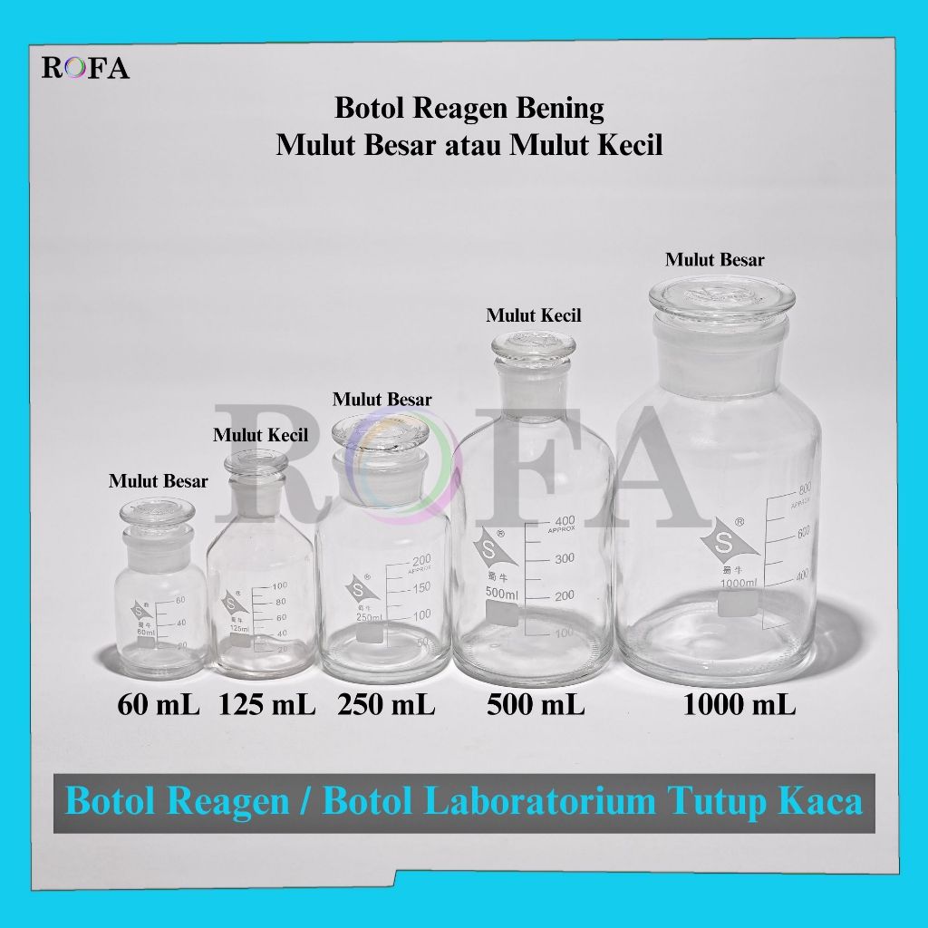 Jual Botol Reagen / Botol Laboratorium / Botol Kimia Tutup Kaca Tahan ...