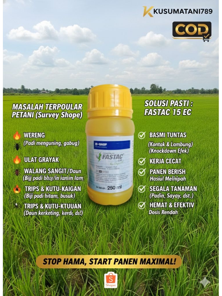 Jual INSEKTISIDA FASTAC 15 EC 250 ML BASF - Obat Hama Wereng Ulat ...