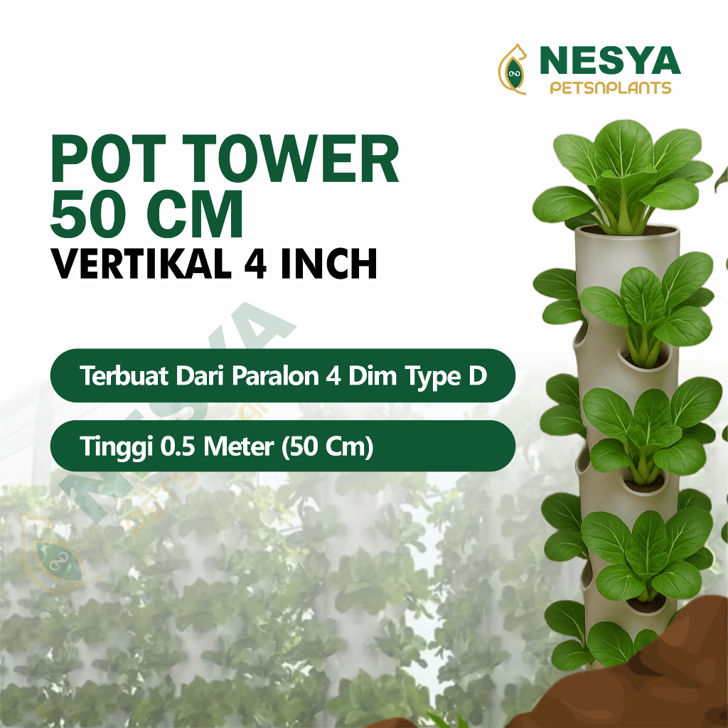 Growing Tower 4 inchi 50 cm Pot Tower Vertikal Garden Paralon Vertikultur