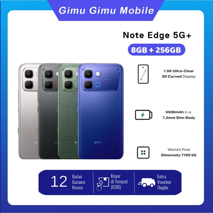 Infinix Note Edge 5G+ 8/256GB - Up to 16GB Extended RAM - Dimensity 7100 5G - 6.