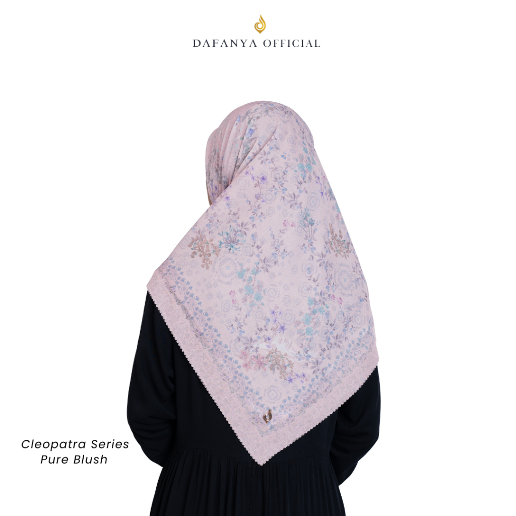 DAFANYA Cleopatra Series Jilbab Motif Floral Kerudung Segi Empat Hijab Scarf Bahan Voal Laser