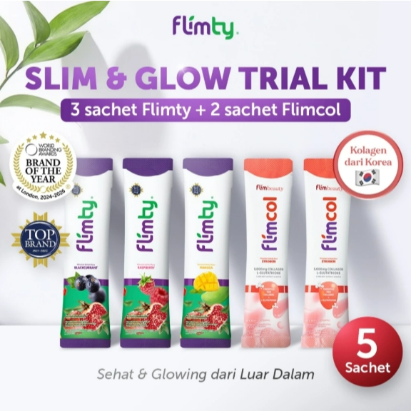 Jual SLIM & GLOW TRIAL KIT | Flimty 3 Rasa & Flimcol 2 Sachet (Kolagen ...