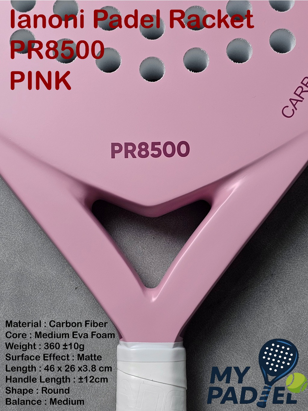 Jual IANONI PR8500 Pink Series - Raket Padel Carbon Full Soft Kontrol ...