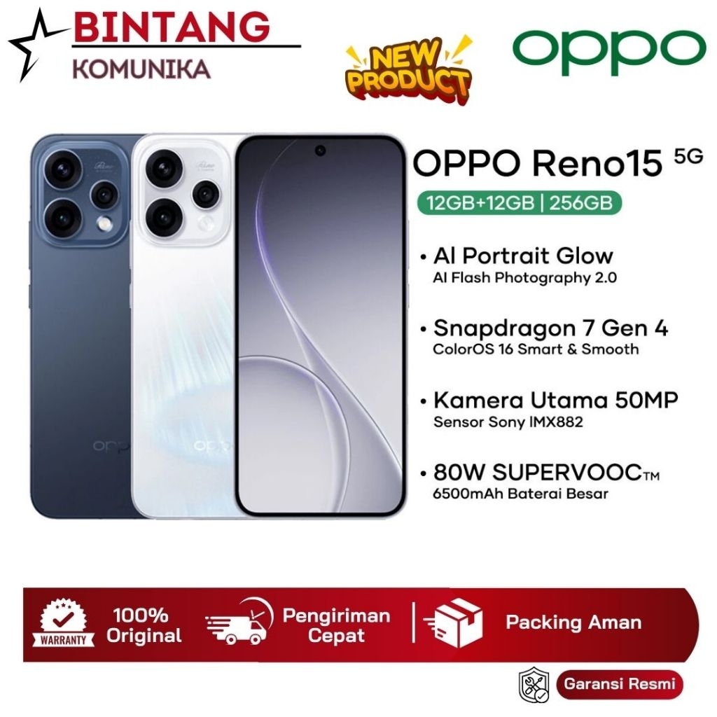 Jual [ New Produck ] OPPO RENO 15 5G 12GB/256GB | 8GB/256GB AI Portrait ...