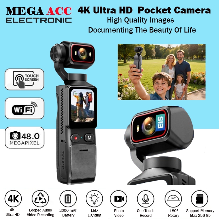 Jual 4K 48MP Pocket Camera Portable WIFI Ultra HD 1.69 inch Touch ...