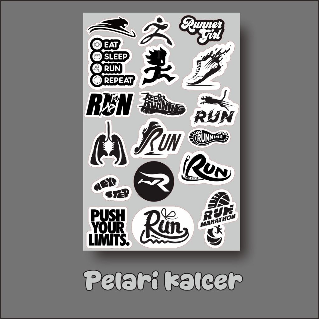 Jual Sticker Vinyl RUN – Pelari Kalcer | Waterproof | Aesthetic Hitam ...
