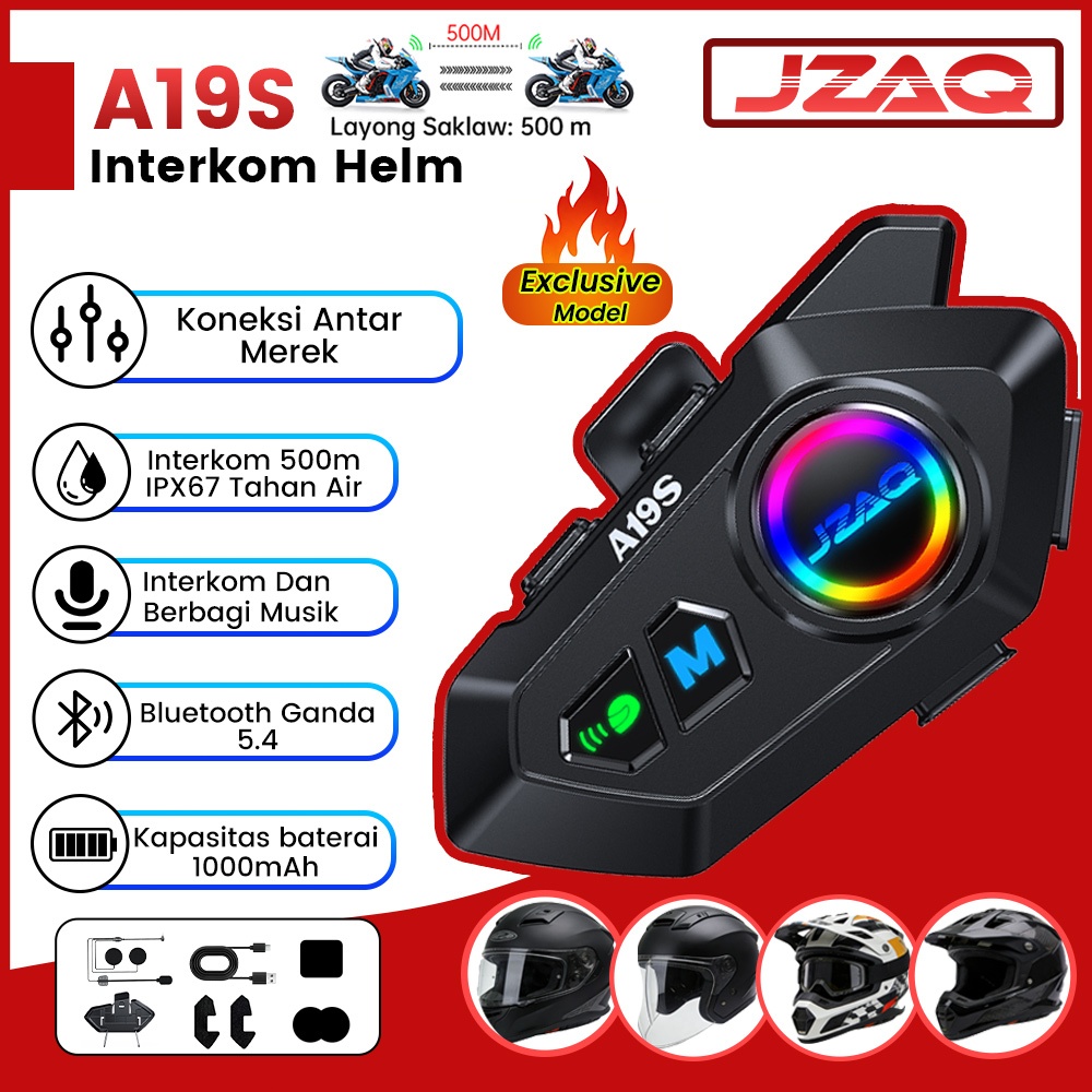Jual JZAQ A19S Interkom Helm Motor Pria Keren -500m Third-Party ...