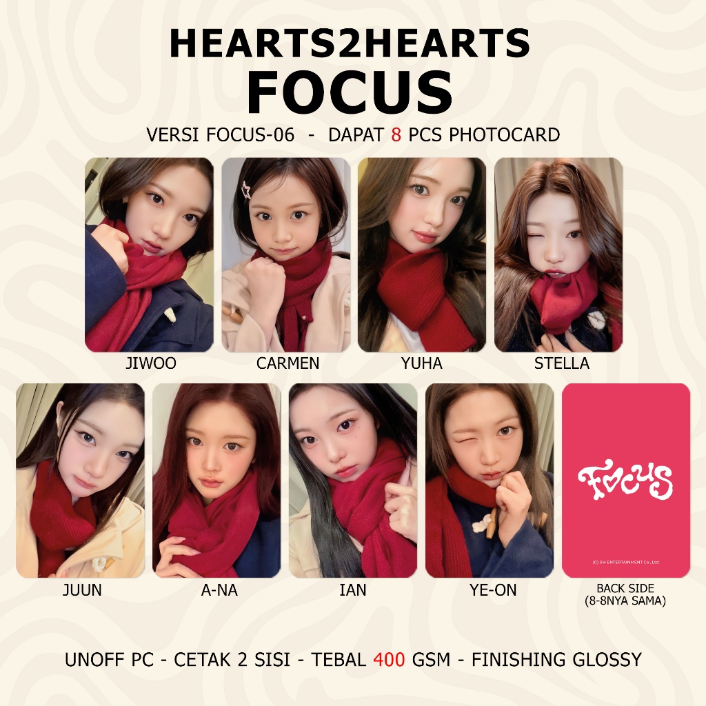 Jual (DAPAT 8 PCS) Photocard H2H FOCUS HEARTS2HEARTS Unofficial PC