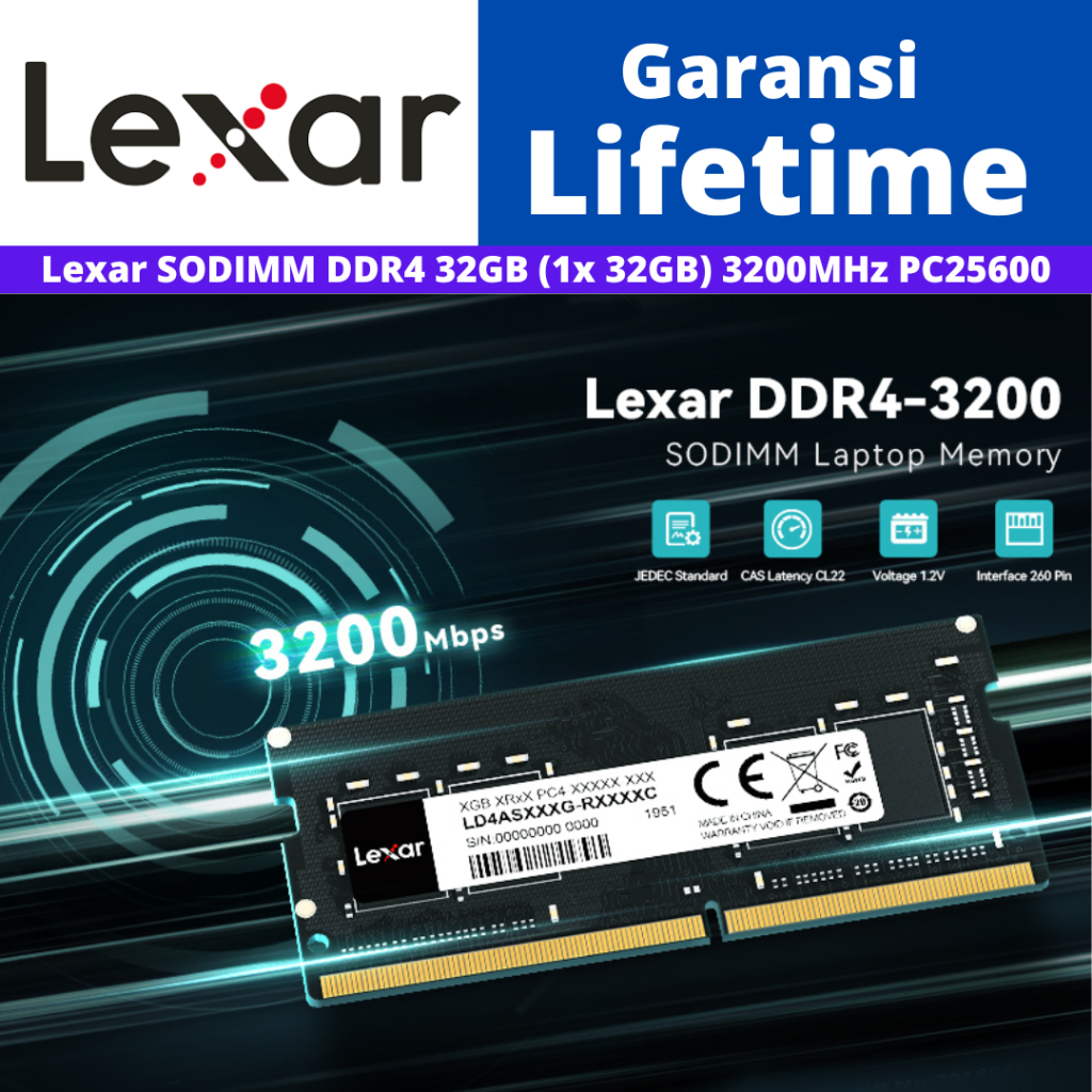 Jual RAM Laptop Lexar DDR4 3200MHz SODIMM PC4 25600 32GB | Shopee Indonesia