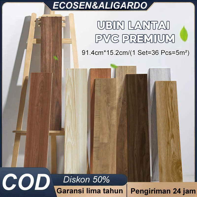 1 BOX (36 Pcs) Floor Vinyl Lantai Stiker / 91.5cm x 15.2cm / Lantai kayu parquet Dengan Lem / Vinyl Lantai Parket Kayu PVC / Lantai Vinyl Stiker