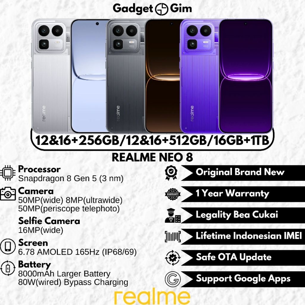 Jual Realme Neo8 / Realme Neo 8 5G 16GB 1TB Snapdragon 8 Gen 5