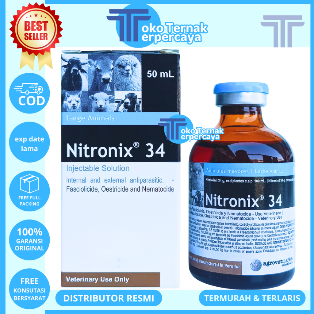 Jual NITRONIX-34 50ML AGROVET - Obat Cacing Hati Sapi Paling Ampuh ...