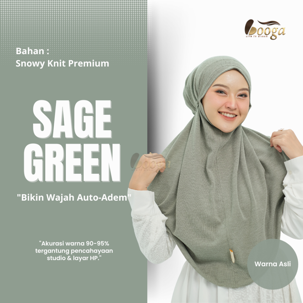 Booga Bergo Knit Tali Premium (Menutup Dada) Jilbab Instan Knit Kaos Anti Melorot Hijab Daily