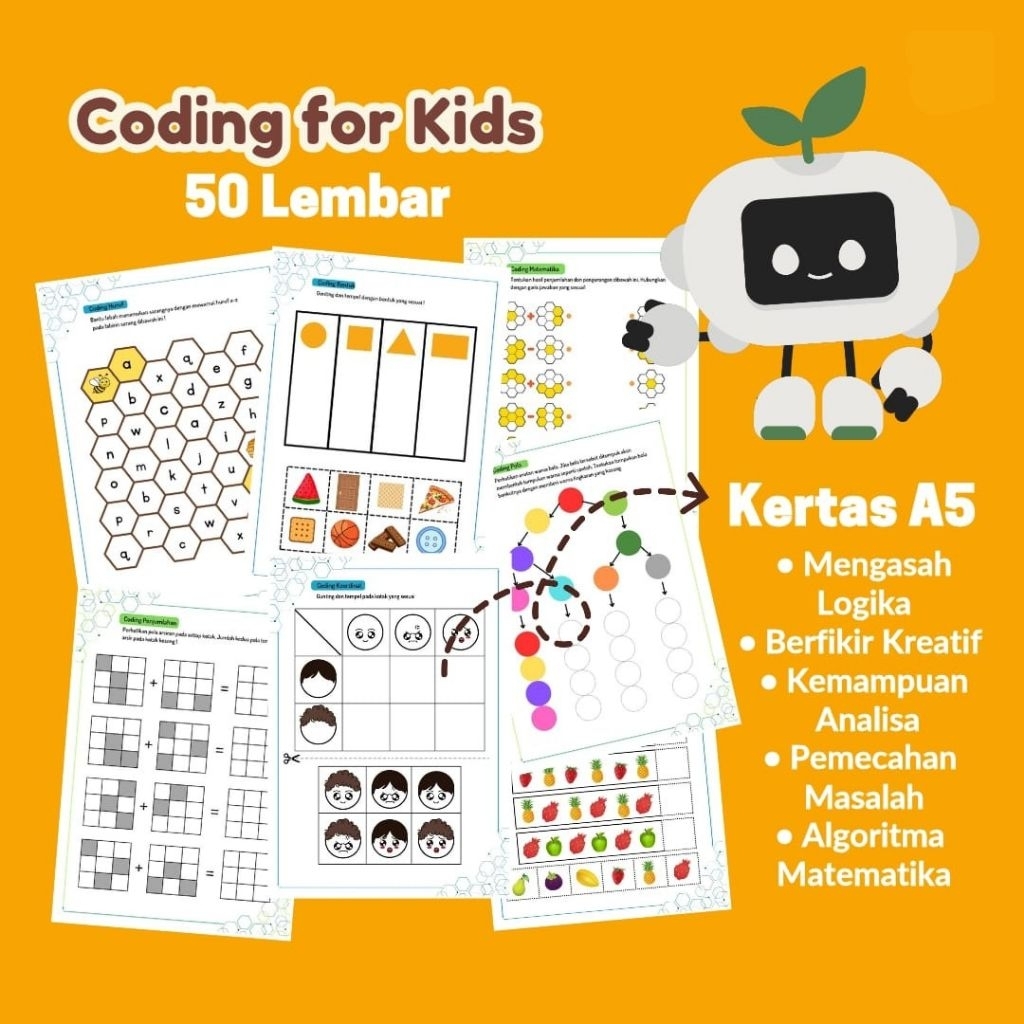 Jual Lembar Aktivitas Coding for Kids 50 Lembar A5 | Level TK & SD ...