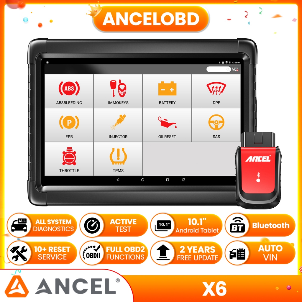 ANCEL X6 WiFi OBD2 Diagnostic Scanner Tablet – Full System ABS SRS EPB DPF TPMS & 10 Special Functions
