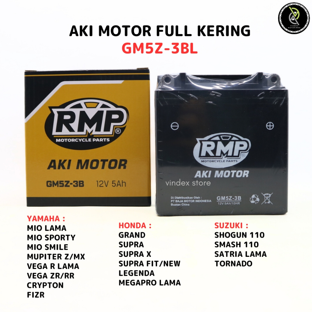AKI MOTOR FULL KERING GM5Z-3BL 12V 5Ah GRAND SUPRA MIO JUPITER Z MX VEGA ZR FIZR VEGA R SMASH MJM RMP
