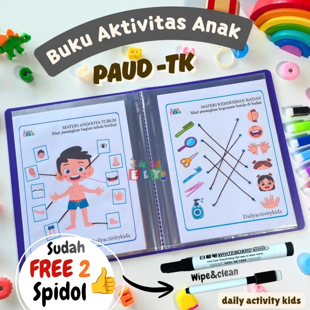 Buku Worksheet Anak PAUD/TK Wipe Clean 40 Halaman